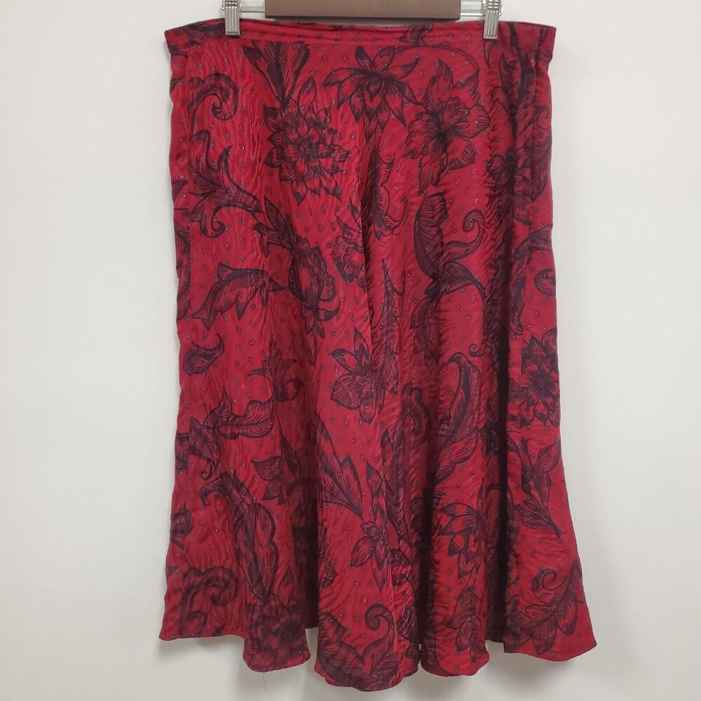 Vintage Anne Crimmins For Umi Collections Womens Floral Silk Maxi Skirt Size 16